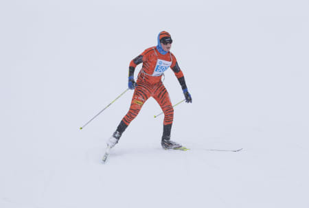 TIGER UT AV DET HVITE: Lett synlig i snøføyken.