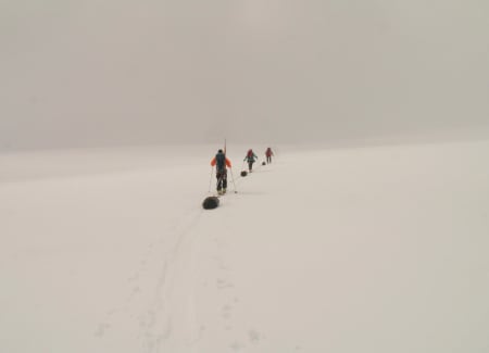 Stigning opp mot 1100 meter, turens høyeste punkt. Foto: Bjørn Riis-Johannessen