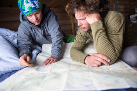 Stian Hagen og Dave Rosebarger finjusterer ruta. Foto: Christian Nerdrum