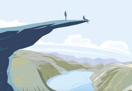 I 2016 oppdaget hele verden den fascinerende fjellformasjonen Trolltunga. Hva skjedde egentlig – og hva nå? Illustrasjon Simon Scarsbrook